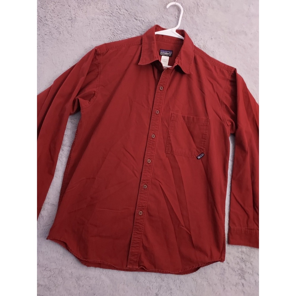 Patagonia Shirt Mens Small Congo Town Pucker Shirt Heavy Cotton Maroon Casual S